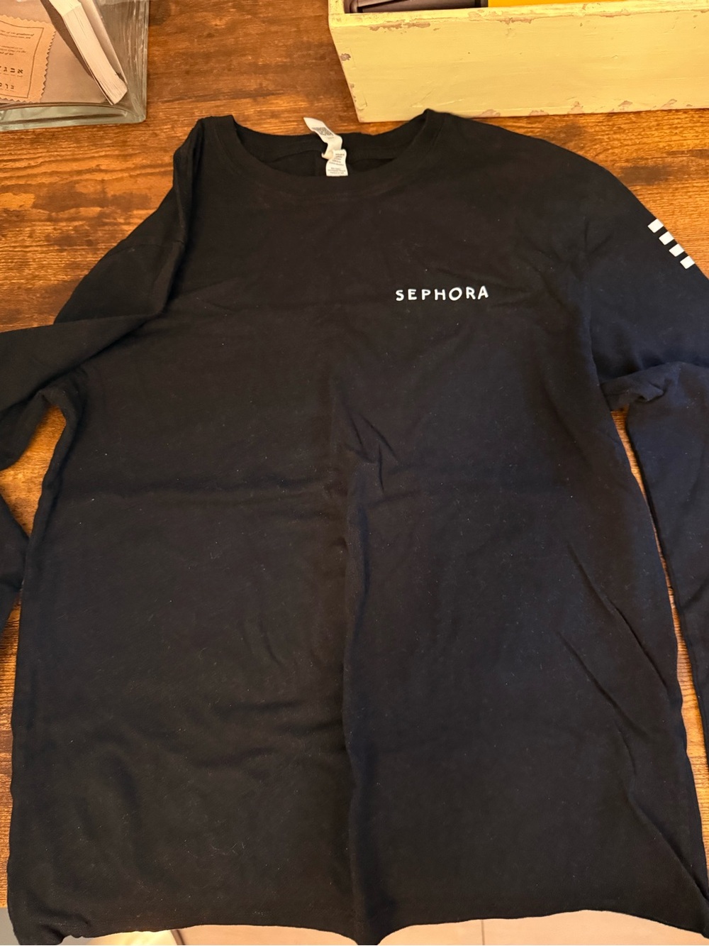 Sephora Black Long Sleeve Crewneck Tee with Minimal Logo